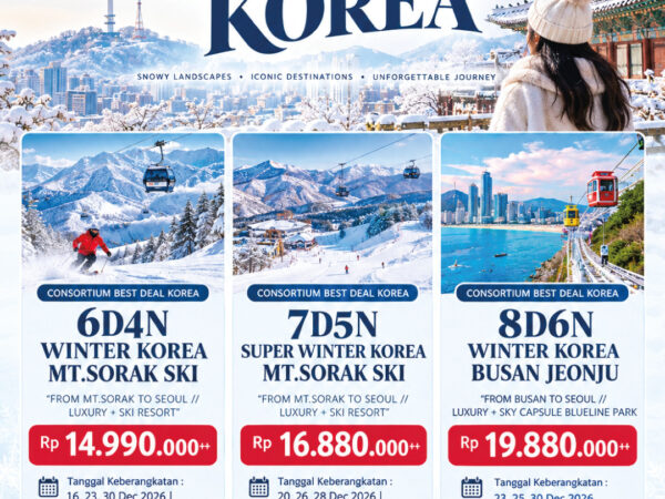 CONSORTIUM BEST DEAL KOREA WINTER KOREA BUSAN JEONJU 8 Days Dep 23, 25, 30 Dec 2026