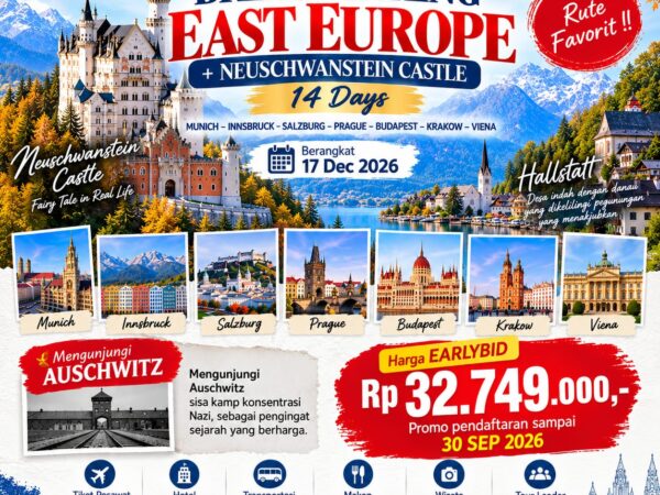 BREATHTAKING EAST EUROPE + NEUSCHWANSTEIN CASTLE Dep Dep 17* Dec 2026 /14,25 Jan / 6 Feb /12 Mar 2027